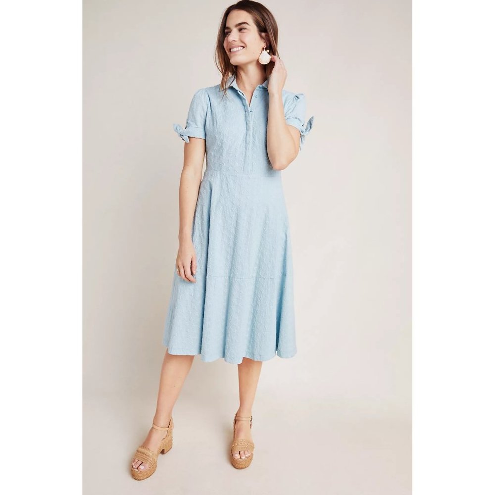 Gal Meets Glam Judith Eyelet Midi Dress - Blue